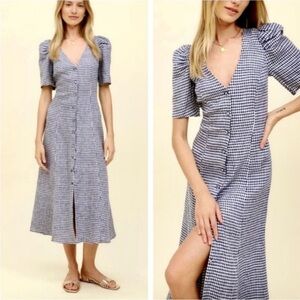 Reformation Blue Gingham Dress
